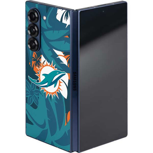 NFL Miami Dolphins Tropical Print Galaxy Z Fold6 Skin