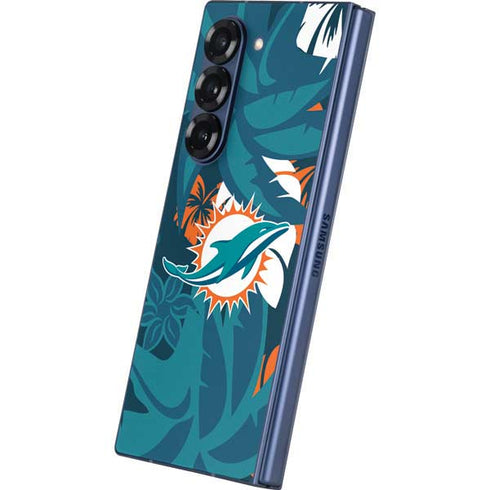 NFL Miami Dolphins Tropical Print Galaxy Z Fold6 Skin
