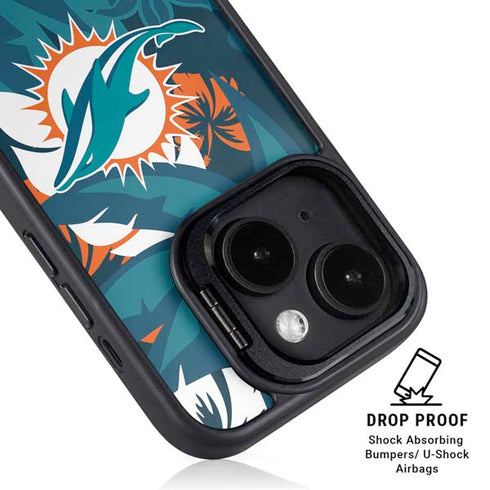 NFL Miami Dolphins Tropical Print iPhone 14 Plus Kickstand Case