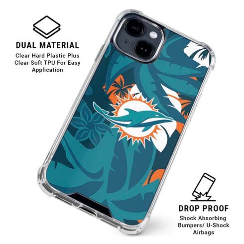 NFL Miami Dolphins Tropical Print iPhone 15 Clear Case