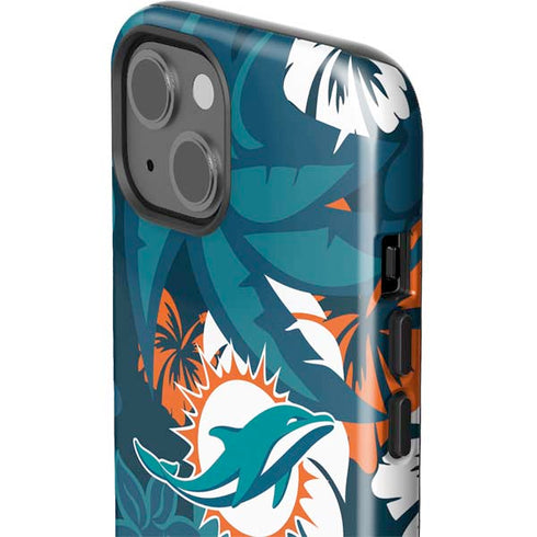 NFL Miami Dolphins Tropical Print iPhone 15 Impact Case
