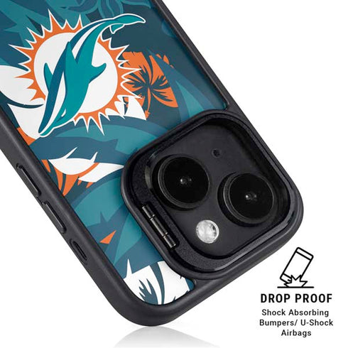 NFL Miami Dolphins Tropical Print iPhone 15 Plus Kickstand Case