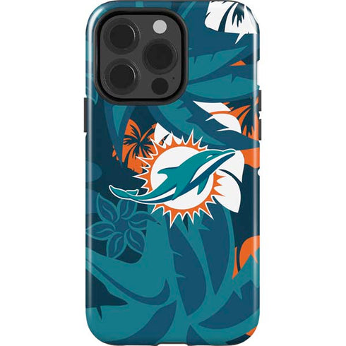 NFL Miami Dolphins Tropical Print iPhone 15 Pro Impact Case