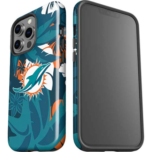 NFL Miami Dolphins Tropical Print iPhone 15 Pro Impact Case