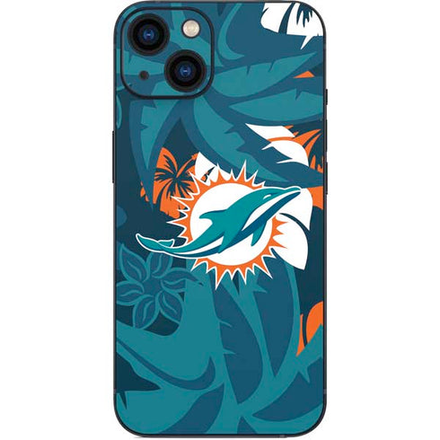 NFL Miami Dolphins Tropical Print iPhone 15 Skin
