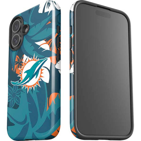 NFL Miami Dolphins Tropical Print iPhone 16 Impact Case
