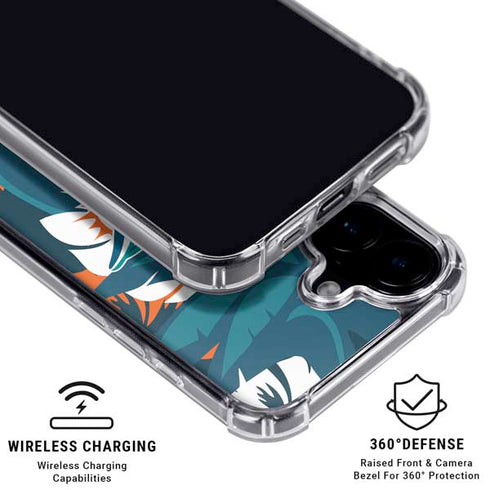 NFL Miami Dolphins Tropical Print iPhone 16 Plus Clear Case