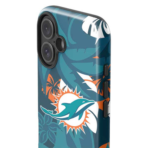NFL Miami Dolphins Tropical Print iPhone 16 Plus Impact Case