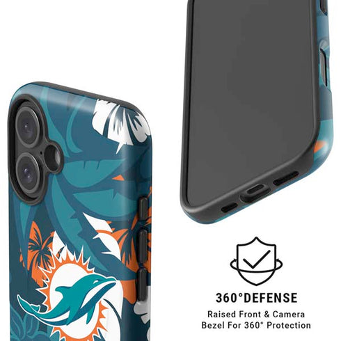 NFL Miami Dolphins Tropical Print iPhone 16 Plus Magsafe Impact Case