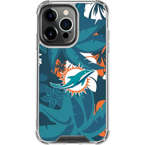 NFL Miami Dolphins Tropical Print iPhone 16 Pro Clear Case