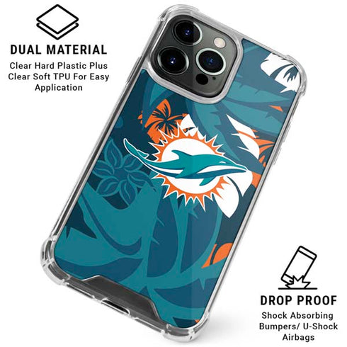 NFL Miami Dolphins Tropical Print iPhone 16 Pro Clear Case