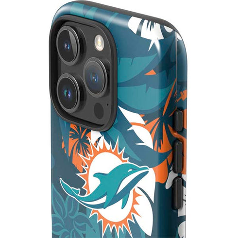 NFL Miami Dolphins Tropical Print iPhone 16 Pro Impact Case