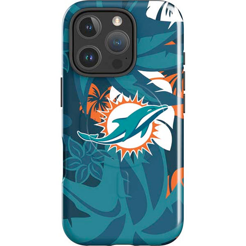 NFL Miami Dolphins Tropical Print iPhone 16 Pro Magsafe Impact Case