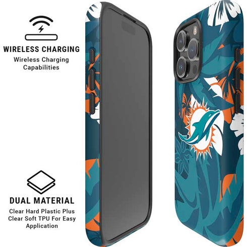 NFL Miami Dolphins Tropical Print iPhone 16 Pro Magsafe Impact Case