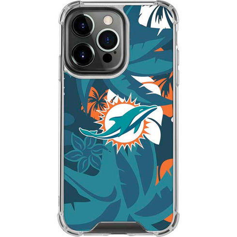 NFL Miami Dolphins Tropical Print iPhone 16 Pro Max Clear Case