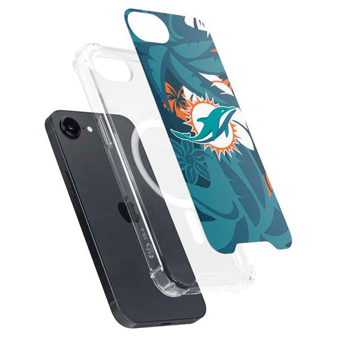 NFL Miami Dolphins Tropical Print iPhone 16e MagSafe Case