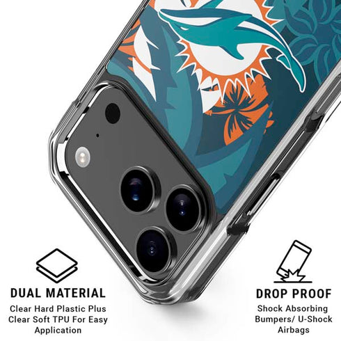 NFL Miami Dolphins Tropical Print iPhone 18 Pro Clear Case