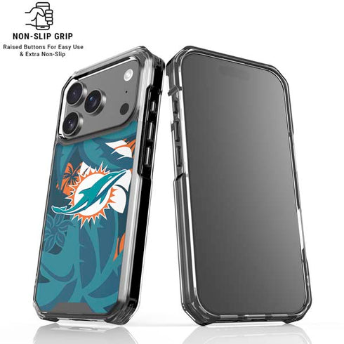 NFL Miami Dolphins Tropical Print iPhone 18 Pro Clear Case