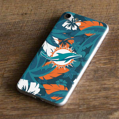 NFL Miami Dolphins Tropical Print iPhone 8 Skin