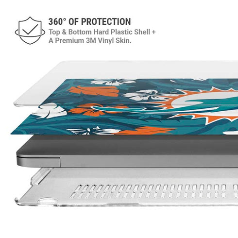 NFL Miami Dolphins Tropical Print MacBook Pro 14in (2021-24) Case plus Skin