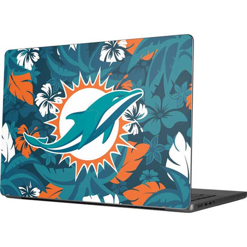 NFL Miami Dolphins Tropical Print Apple MacBook Pro 14-inch Skin