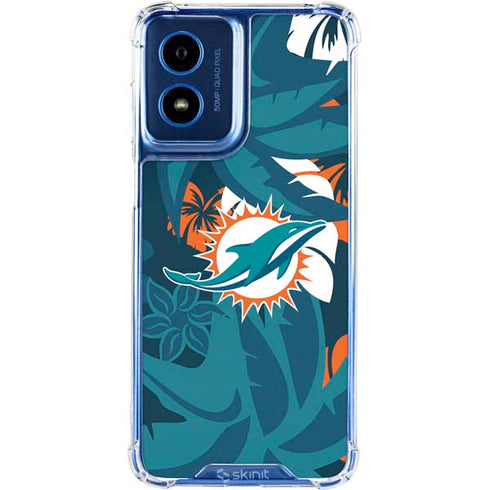 NFL Miami Dolphins Tropical Print Moto G 5G (2024) Clear Case