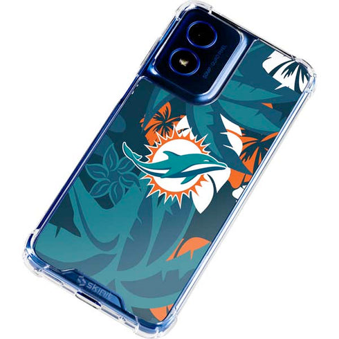 NFL Miami Dolphins Tropical Print Moto G 5G (2024) Clear Case