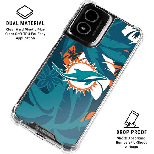 NFL Miami Dolphins Tropical Print Moto G Power 5G (2024) Clear Case