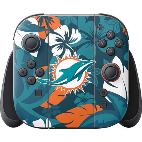 NFL Miami Dolphins Tropical Print Nintendo Switch 2 (2025) Joy-Con Controller Skin
