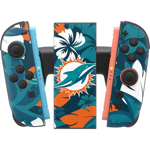 NFL Miami Dolphins Tropical Print Nintendo Switch 2 (2025) Joy-Con Controller Skin