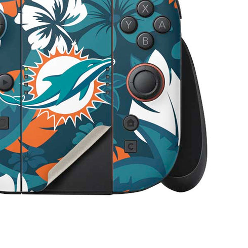 NFL Miami Dolphins Tropical Print Nintendo Switch 2 (2025) Joy-Con Controller Skin