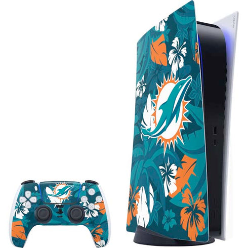 NFL Miami Dolphins Tropical Print PlayStation PS5 Skins