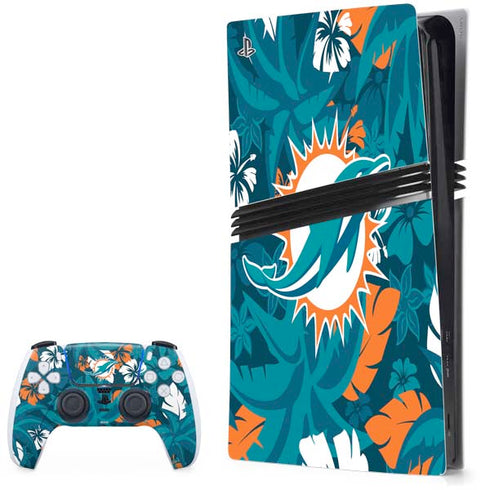 NFL Miami Dolphins Tropical Print PlayStation PS5 Skins