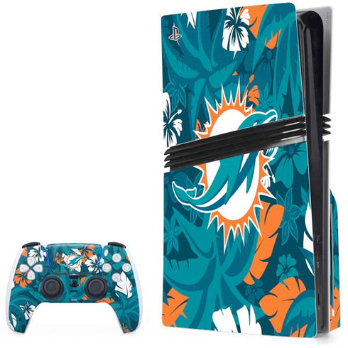 NFL Miami Dolphins Tropical Print PlayStation PS5 Skins