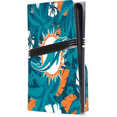 NFL Miami Dolphins Tropical Print PS5 Pro Disk Console Skin