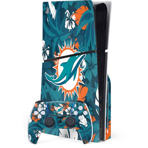 NFL Miami Dolphins Tropical Print PlayStation PS5 Skins