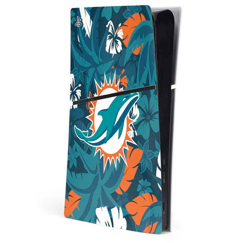 NFL Miami Dolphins Tropical Print PS5 Slim Digital Edition Console Skin
