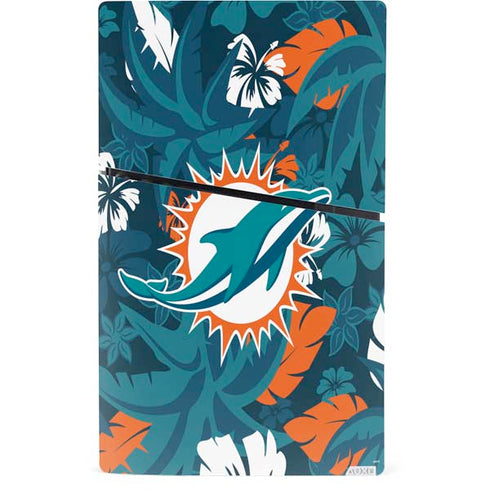 NFL Miami Dolphins Tropical Print PS5 Slim Digital Edition Console Skin