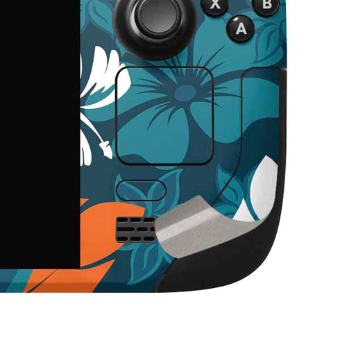 NFL Miami Dolphins Tropical Print Steam Deck Handheld Gaming Computer OLED Skin