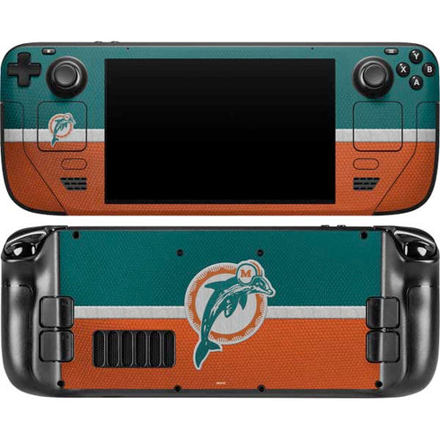 NFL Miami Dolphins Vintage Steam Deck Handheld Gaming Computer OLED Skin