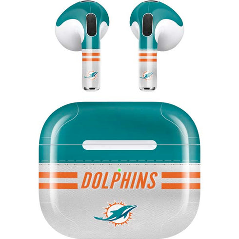 NFL Miami Dolphins White Striped Apple AirPods (3rd Gen 2021) Skin