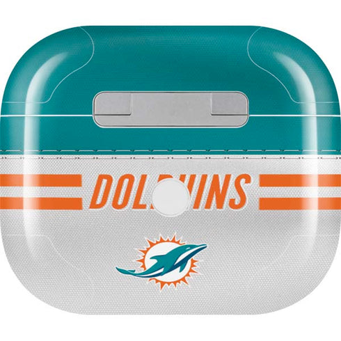 NFL Miami Dolphins White Striped Apple AirPods (3rd Gen 2021) Skin