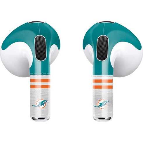 NFL Miami Dolphins White Striped Apple AirPods (3rd Gen 2021) Skin