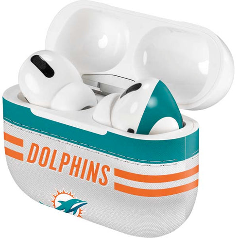 NFL Miami Dolphins White Striped Apple AirPods Pro Skin