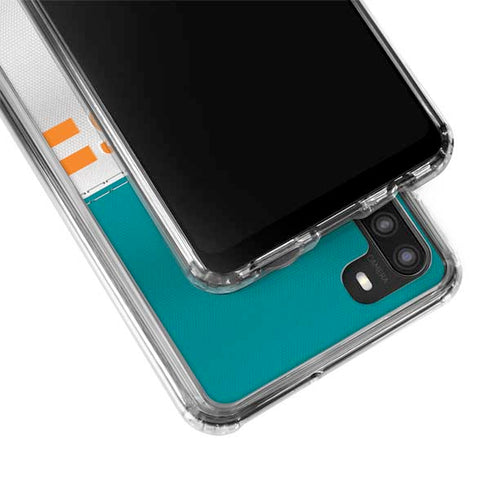 NFL Miami Dolphins White Striped Galaxy A21 Clear Case