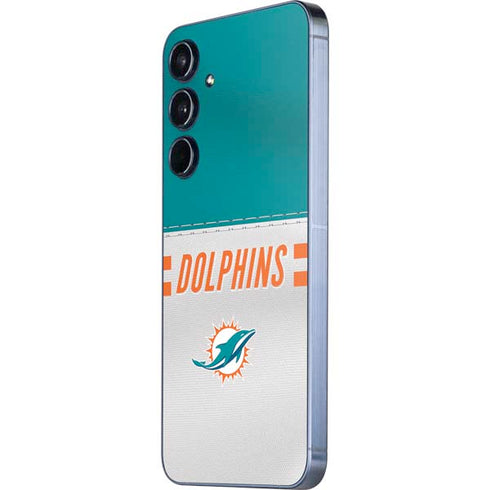 NFL Miami Dolphins White Striped Galaxy A35 5G Skin