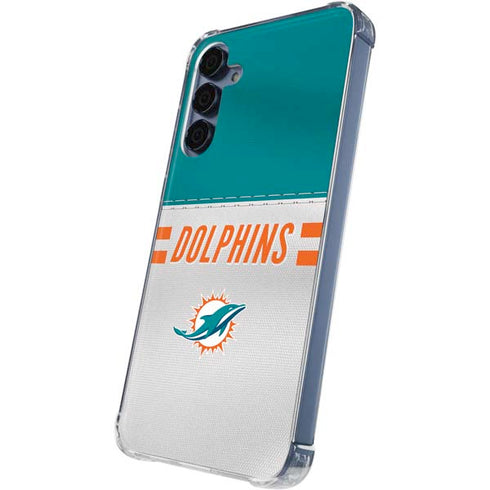 NFL Miami Dolphins White Striped Galaxy A55 5G Clear Case
