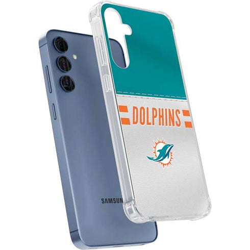 NFL Miami Dolphins White Striped Galaxy A55 5G Clear Case