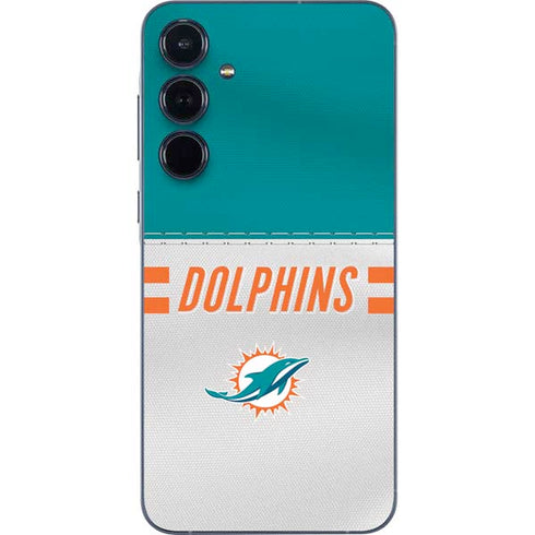 NFL Miami Dolphins White Striped Galaxy A55 5G Skin