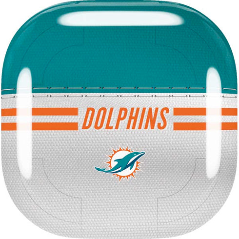 NFL Miami Dolphins White Striped Galaxy Buds Live Skin
